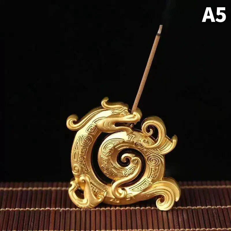 Dragon Turtle Incense Holder | Brass Alloy Incense Burner with Snail Sculpture detail view