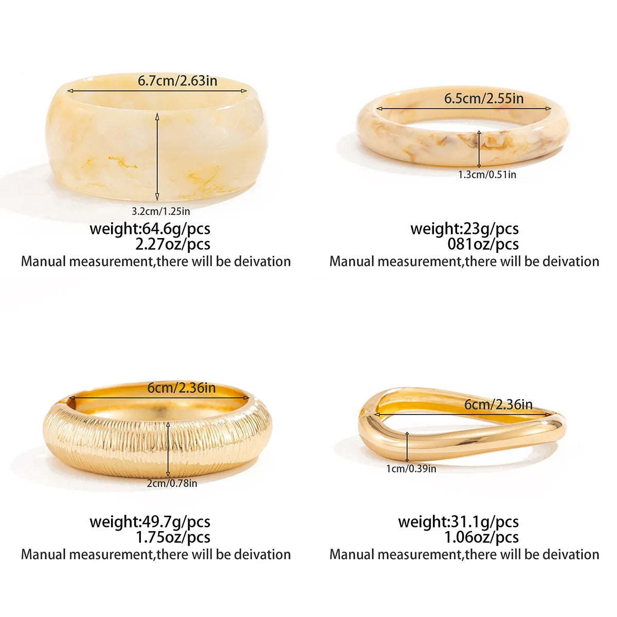 SHIXIN Bohemian Stackable Off White Resin Acrylic Bracelet Women Vintage Geometric Rou close-up view