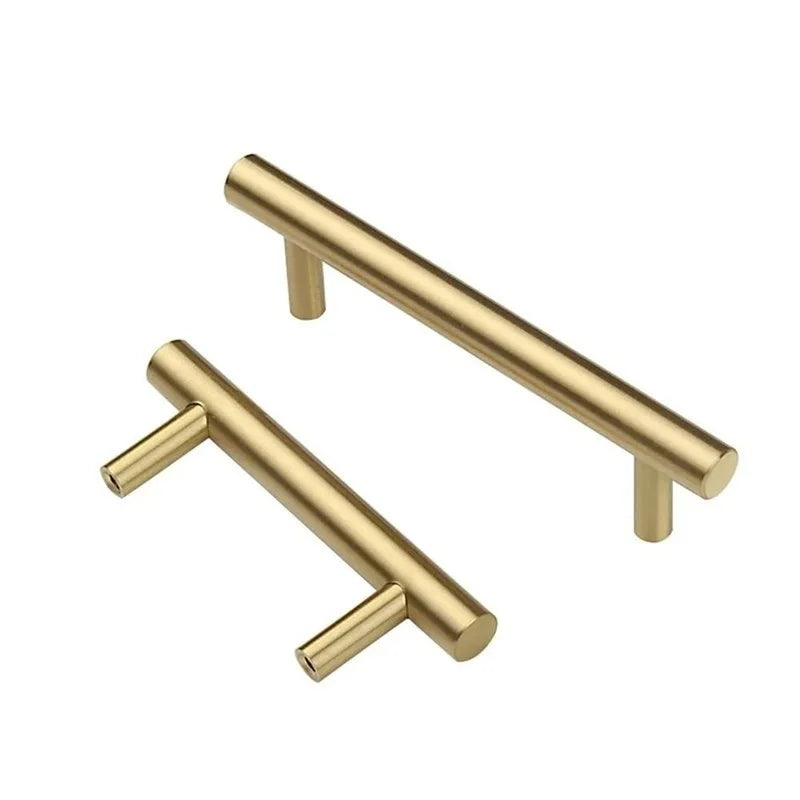 Modern Gold Brushed Straight Cupboard Handles Knobs additional angle