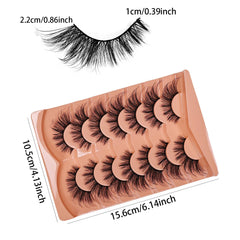 7 Pairs Cat Eye Eyelashes 3D Natural False Lashes 5D Fluffy Soft Cross Manga Lashes Wi close-up view