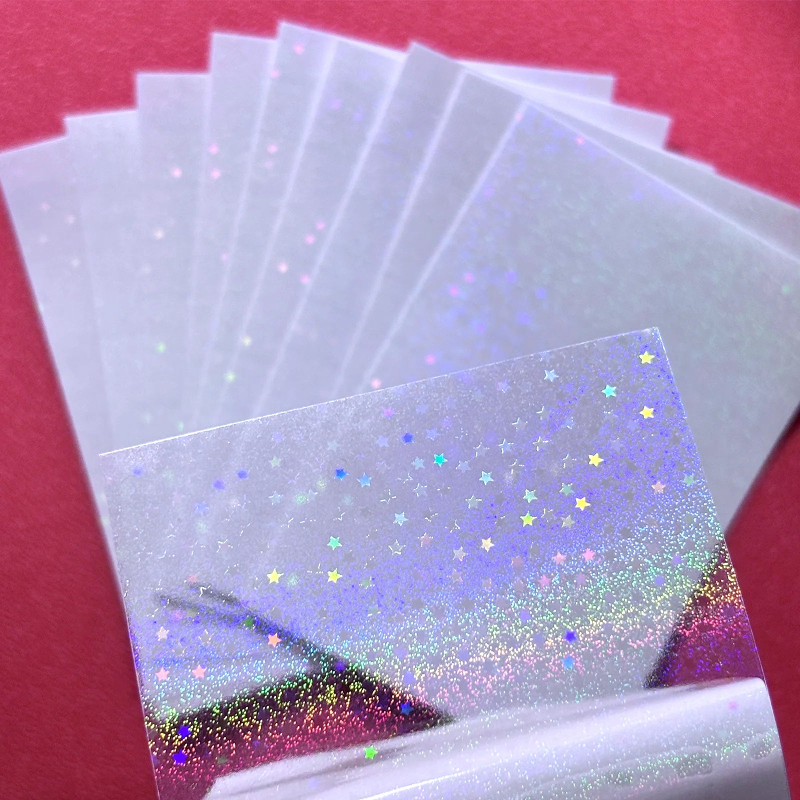 50 Sheets Holographic Cold Lamination Film | Clear Self-Adhesive Waterproof Overlay additional angle