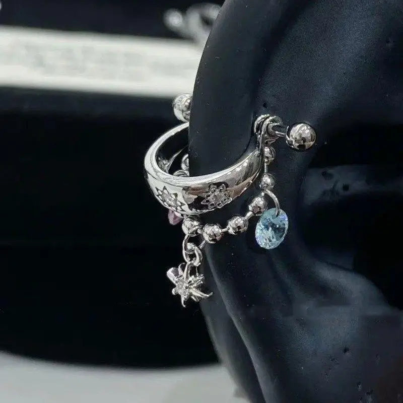 New Fashion Shiny Zircon Cross Ear Stud Women Ear Bone Nail Body Piercing Jewelry detail view