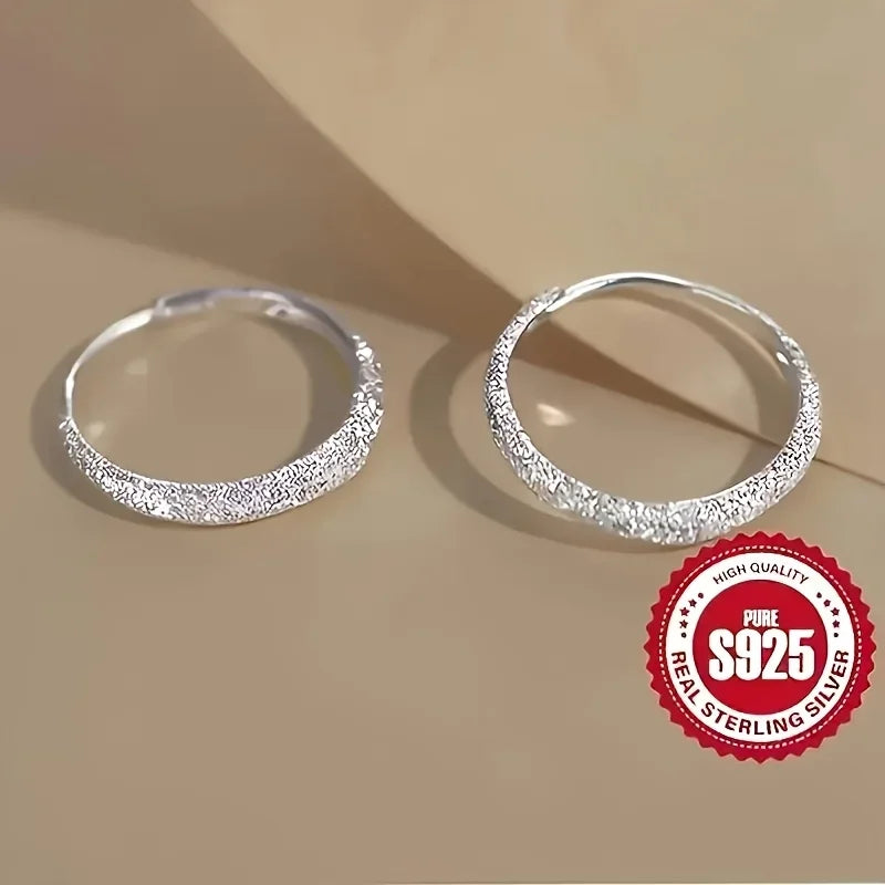 Pure Silvery Earrings For Women Frosted Sparkling Starry Circle Earrings Valentine's Mother's Jewelr