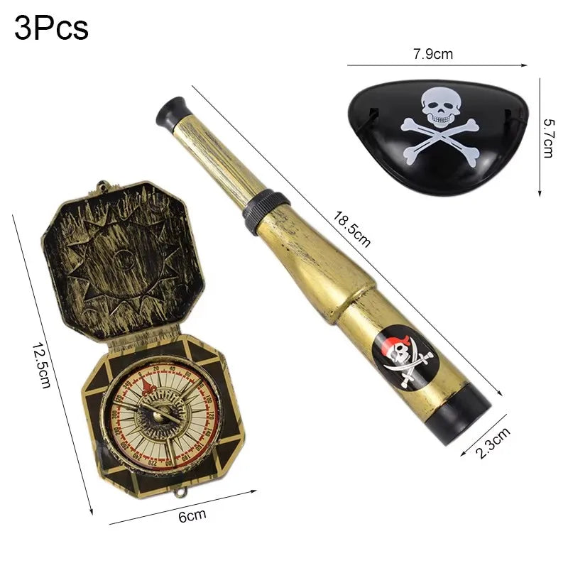 Pirate Theme Party Decoration Pirate Captain Hat Patch Pistol Treasure Toys For Kids B close-up view