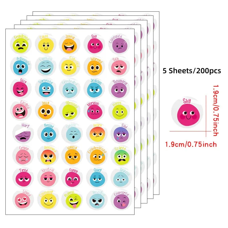 200 Pcs Emotional Feelings Stickers Set | Funny Mood Stickers for Student Emotional Supp detail view