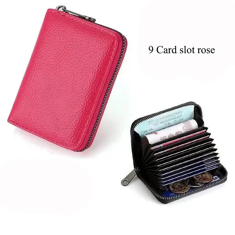 Business Card Holder Wallet | PU Leather Credit Card Case with Zipper Closure alternate view
