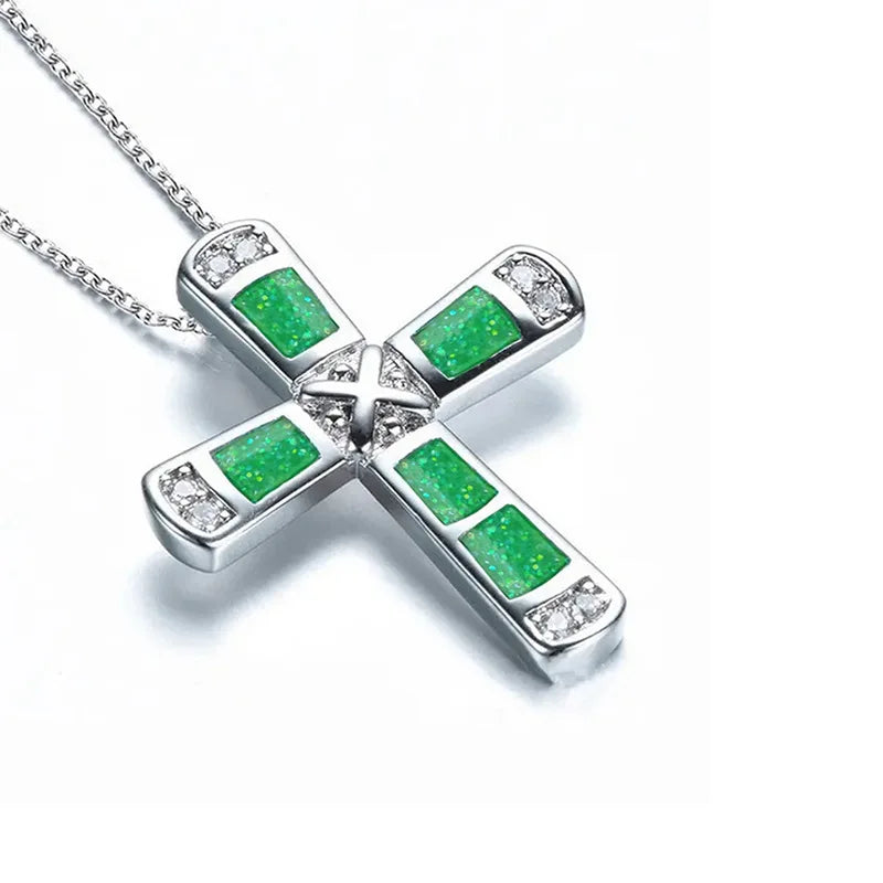 Huitan Modern Cross Pendant Necklace for Women Fashion Stylish Gorgeous Neck Accessories detail view