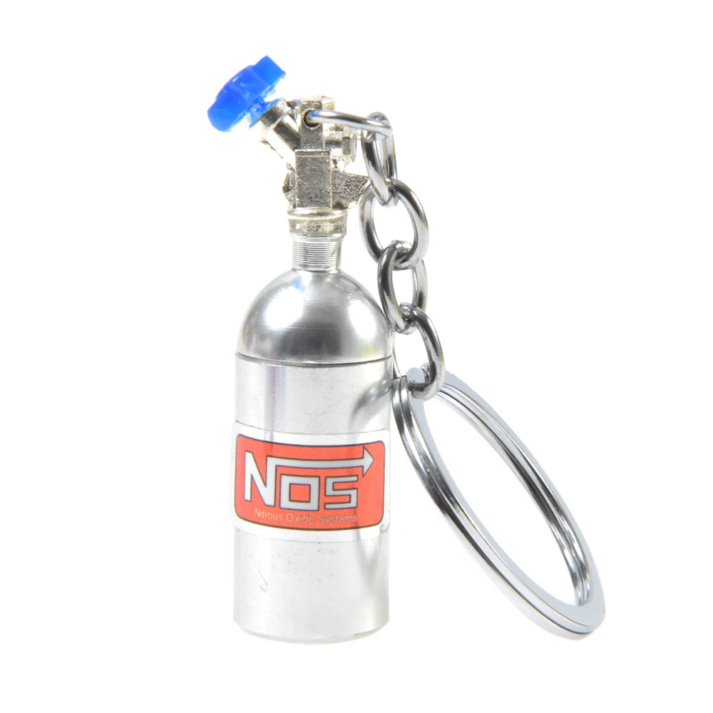 NOS Bottle Keychain Keyring | Metal Pill Box Stash Container for Car Keys alternate view