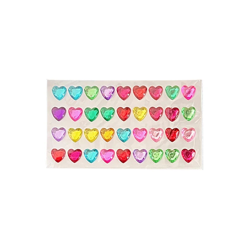 Heart Stickers 3D Stereoscopic Crystal Heart Shining Sticker for DIY Scrapbook Journal Kids Stationery Reward Supplies Stickers