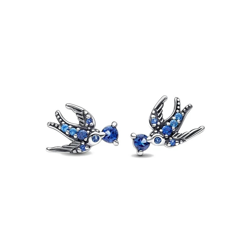 Hot Sell Double Hoop Swallow Sunflower Fit Original Charms Diy Fine Jewelry Gift For W close-up view