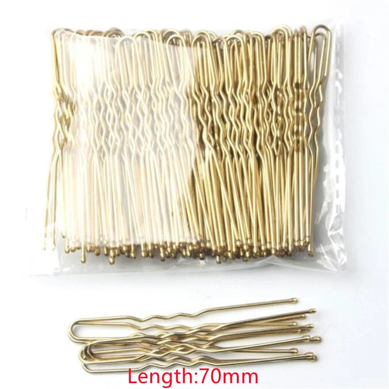50 Pcs/Bag 5 6 7cm U Shaped Alloy Hairpins Waved Hair Clips Simple Metal Bobby Pins Barr detail view