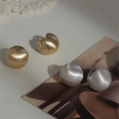 Frosted Gold-Plated Brushed Spherical Hoop Earrings | Retro Creative Women's Accessor alternate view