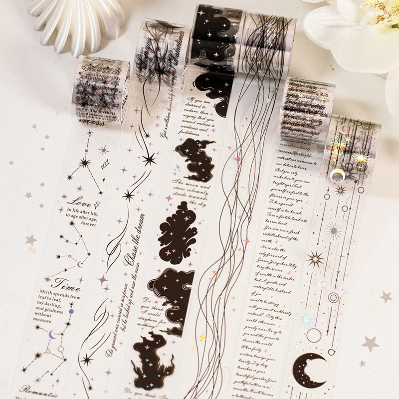 Journal GO 3x200cm Poems Sky PET Tape Stickers Decorative Adhesive Tape Diy Scrapbooking Collage Junk Journal Album Card Decor