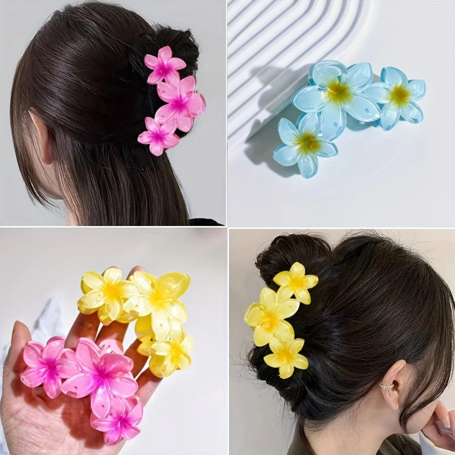 1 Set of Women's Contrast Color Flower Hair Claw Daily Various Scenes Hair Spring and Summer New Hair Accessories