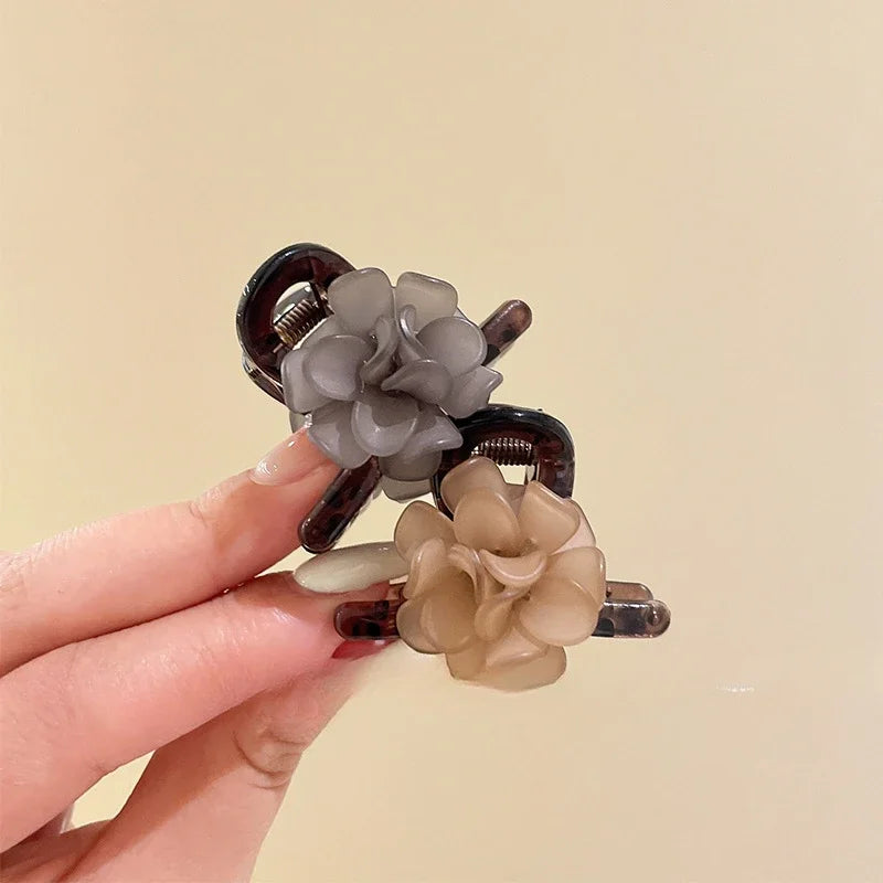 Acrylic Camellia Small Hair Claw Clips for Women Girls Retro Hairpin Headband for Hair Accessories Headwear Ornament