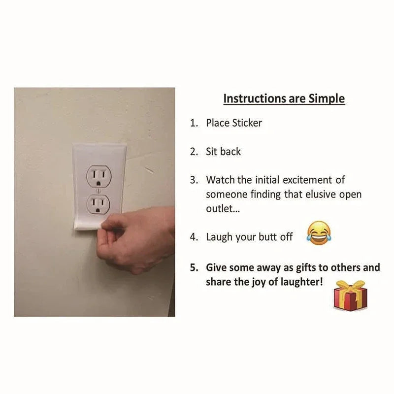 Fake Power Outlet Stickers (3 Pack) | Prank Wall Decals for Office and Home lifestyle view