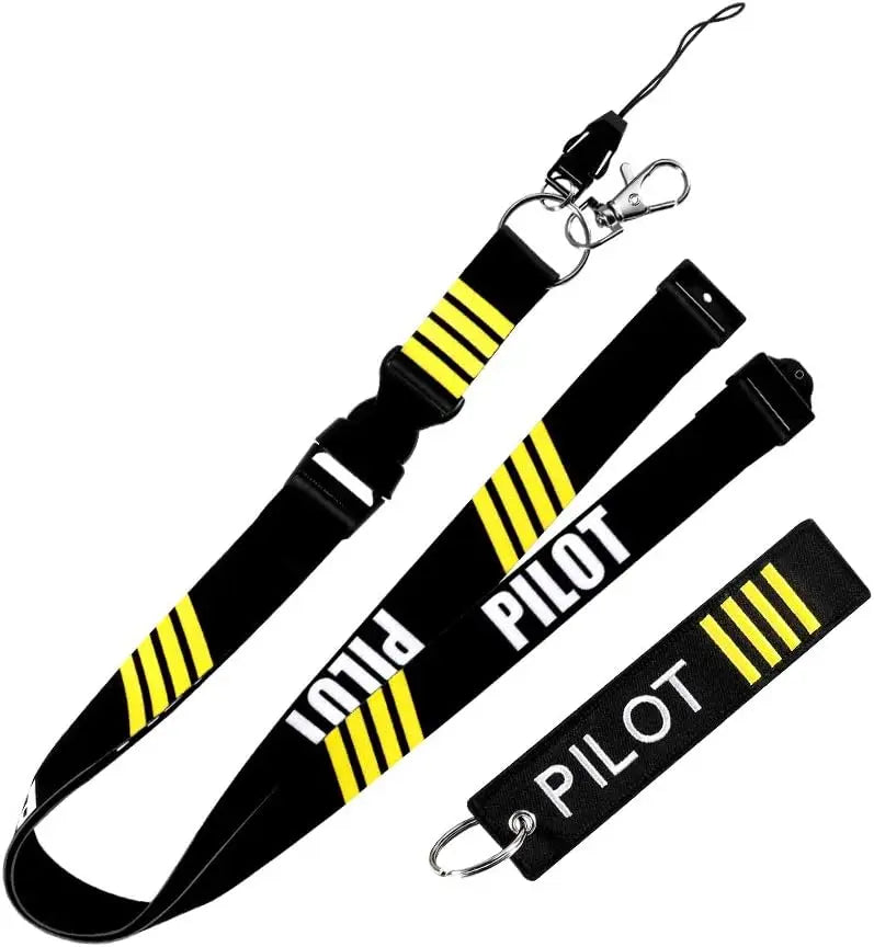 Pilot Lanyard 4 Stripes for Keys | Detachable Safety Buckle Traveler Keychain and Bag alternate view