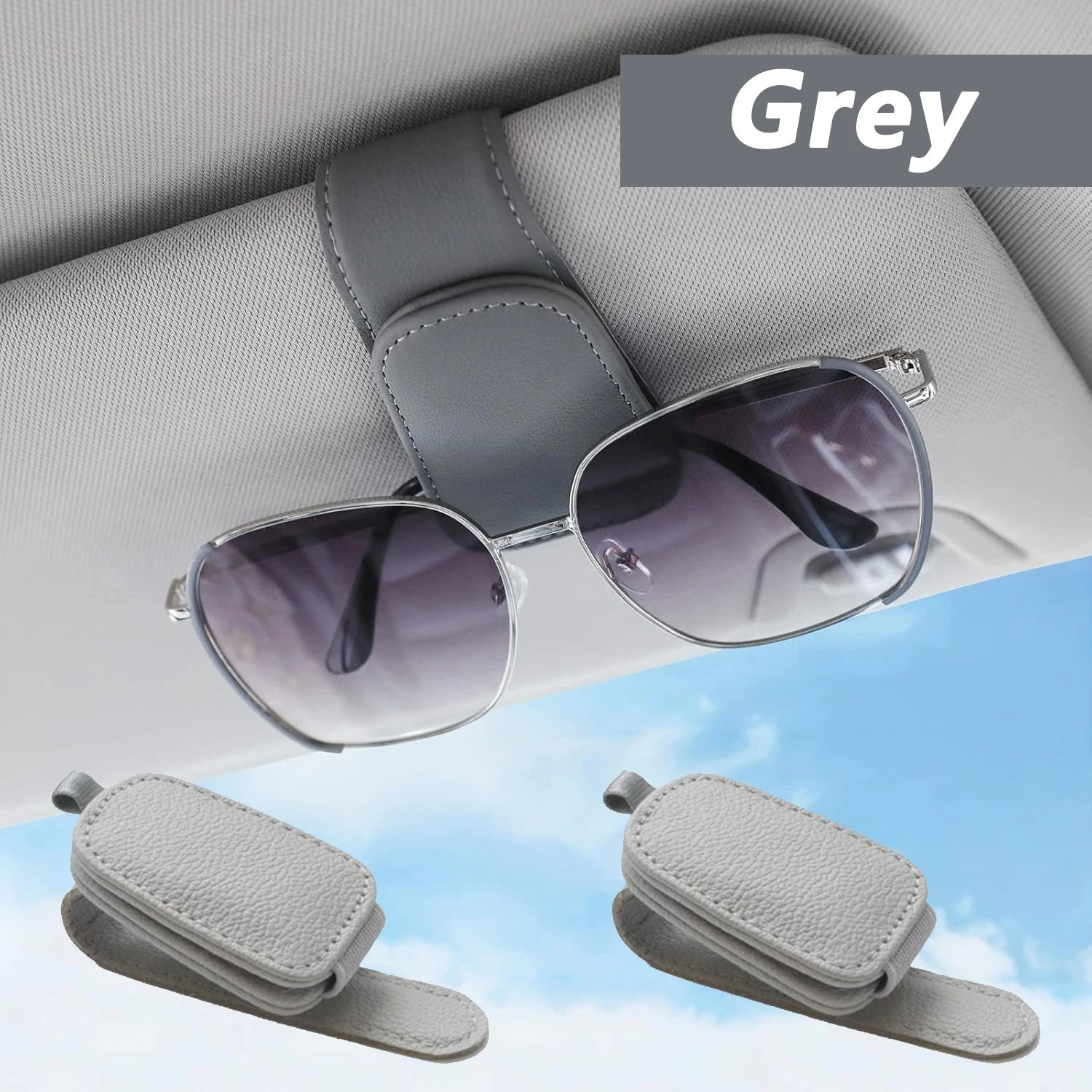 Sunglasses Holder Is Suitable for Car Sun shades Magnetic Leather Sunglasses Clip and Ti detail view