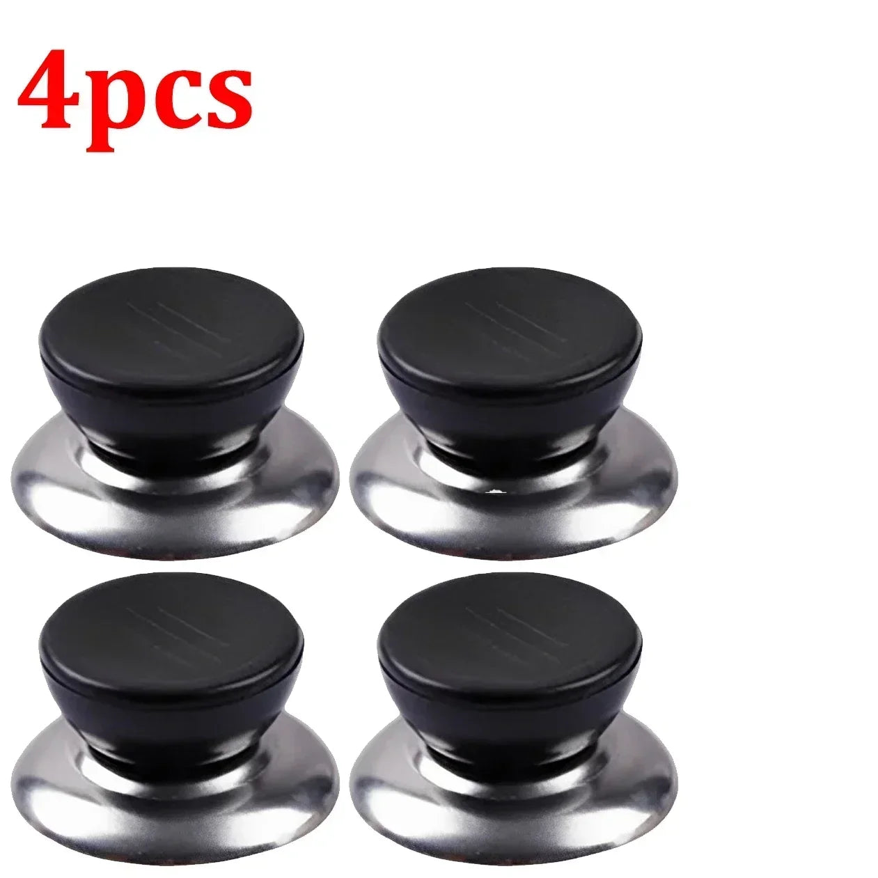4 Pieces Universal Pot Lid Handle Knob Covers | Black and Silver Cookware Handles detail view