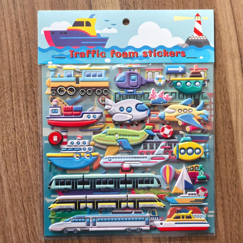 9 Styles Cute Double Layer 3D Foam Stickers | Alphabet, Cars, Food Cartoon for DIY Not close-up view