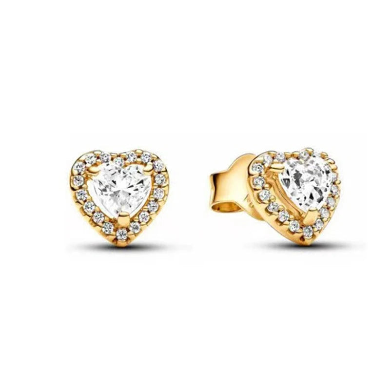Hot Sell 925 Silver Hoop Unlimited Love Shell Flowers Gold Round Heart Pendant Earrings detail view