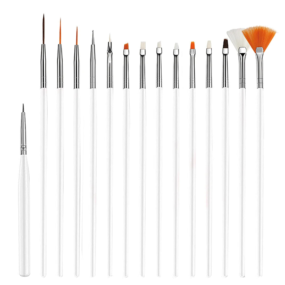 15Pcs Fine Detail Paint Brush Set Acrylic UV Gel Drawing Dotting Manicure Nail Art De alternate view