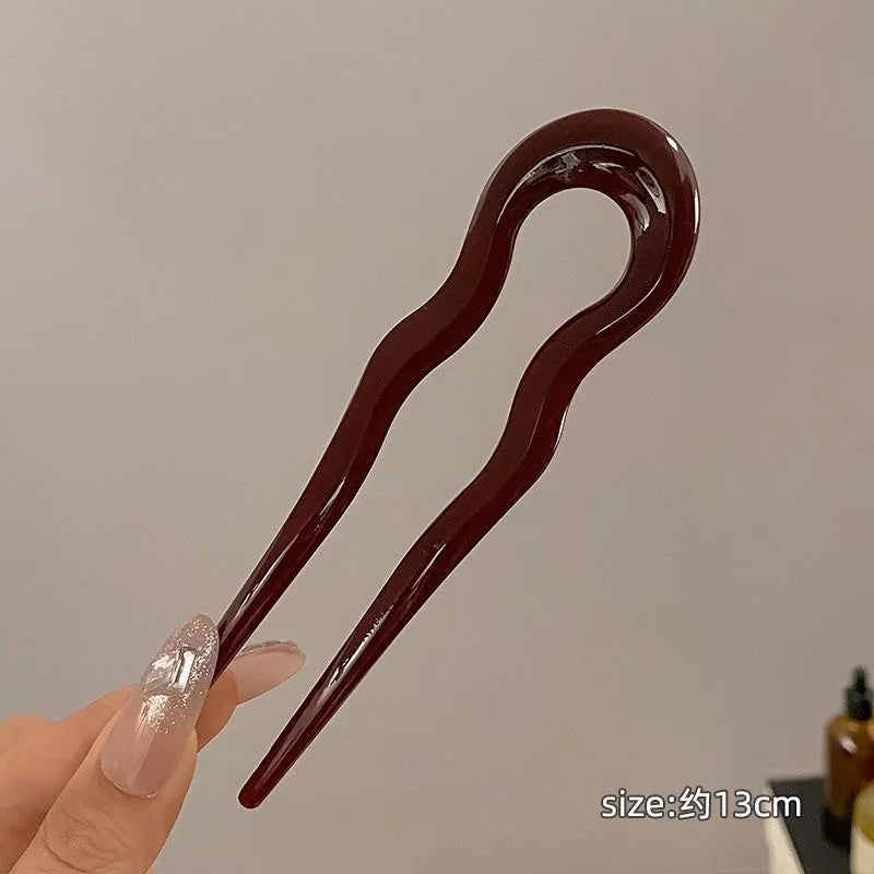 U-shaped Female Hairpin Mineral Patterned Meatballs Hairpin Vintage Chinese additional angle