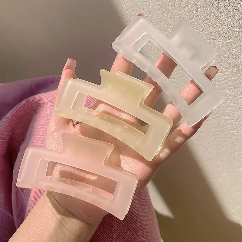 New Women Elegant Transparent Frosted Rectangle Hair Claws Lady Sweet Hair Decorate T lifestyle view