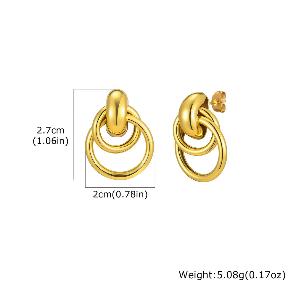 18K Gold Twist Knot Stud Earrings | Geometric Textured Screw-Back Earrings for Women lifestyle view