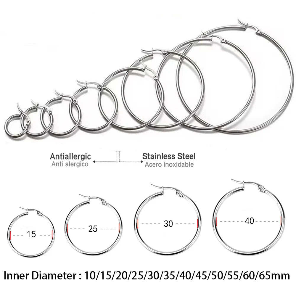 LUXUSTEEL Golden Stainless Steel Hoop Earrings | Big and Small Circle Ear Jewelry for lifestyle view