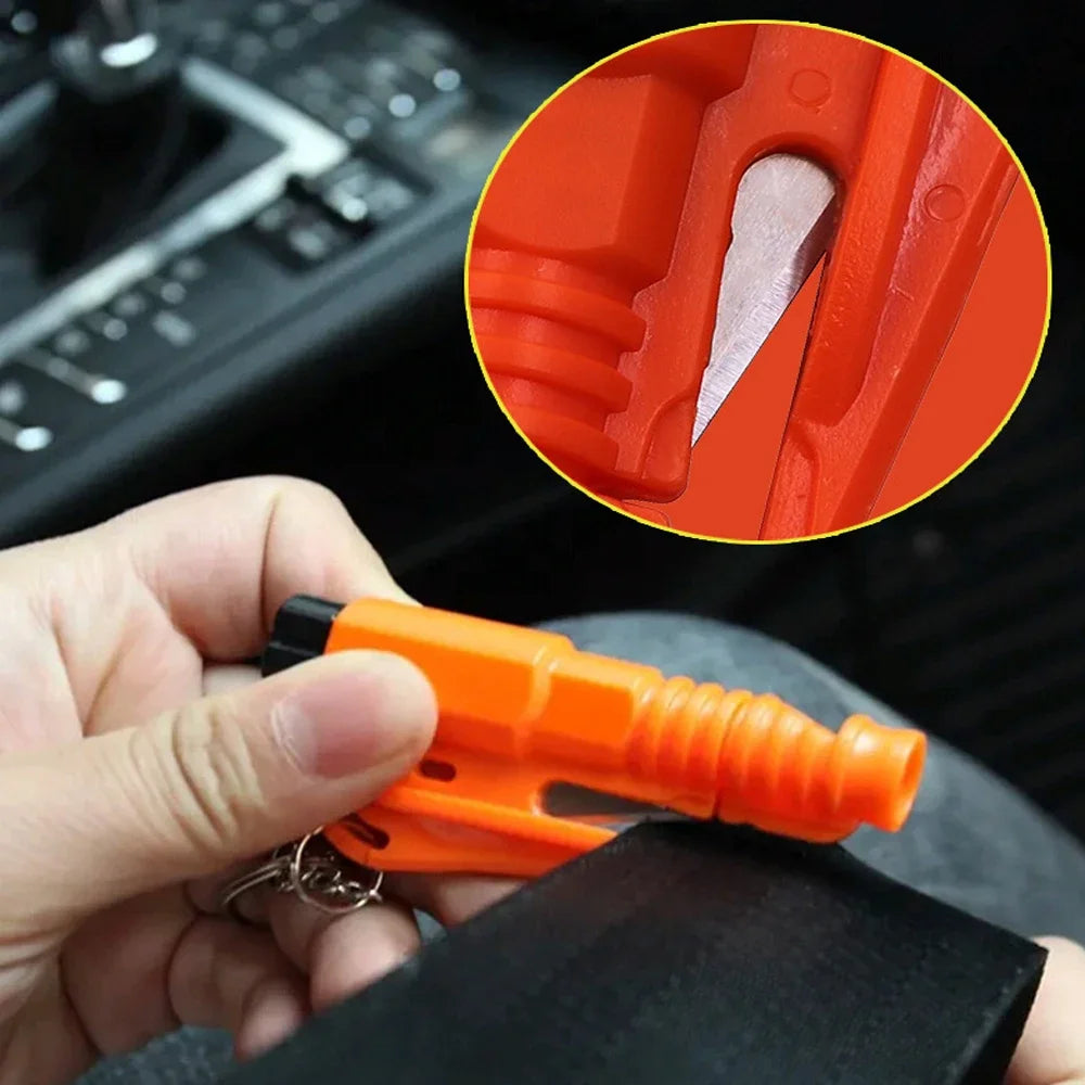 Car Safety Hammer Mini Car with a Multi-functional Escape Hammer to Break the Glass Re close-up view
