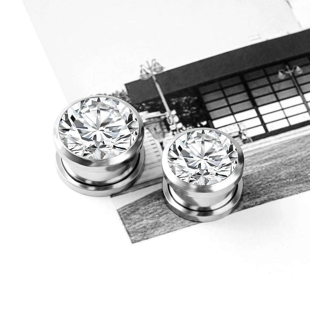 1PC Stainless Steel Geometric Circle Ear Expander - Sparkling Zirconia Body Piercing lifestyle view