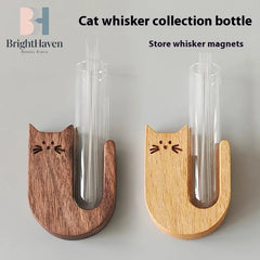 Transparent Glass Cat Whisker Jar Pet Hair Holder Refrigerator Magnet Decor Memorial G close-up view
