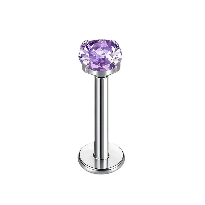 ASTM F136 Titanium 16G CZ Labret Lip Studs Helix Tragus Cartilage Flat Back Earrings alternate view