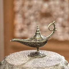 Antique Style Metal Incense Burner | Aladdin Lamp Candle Holder for Home Decor detail view