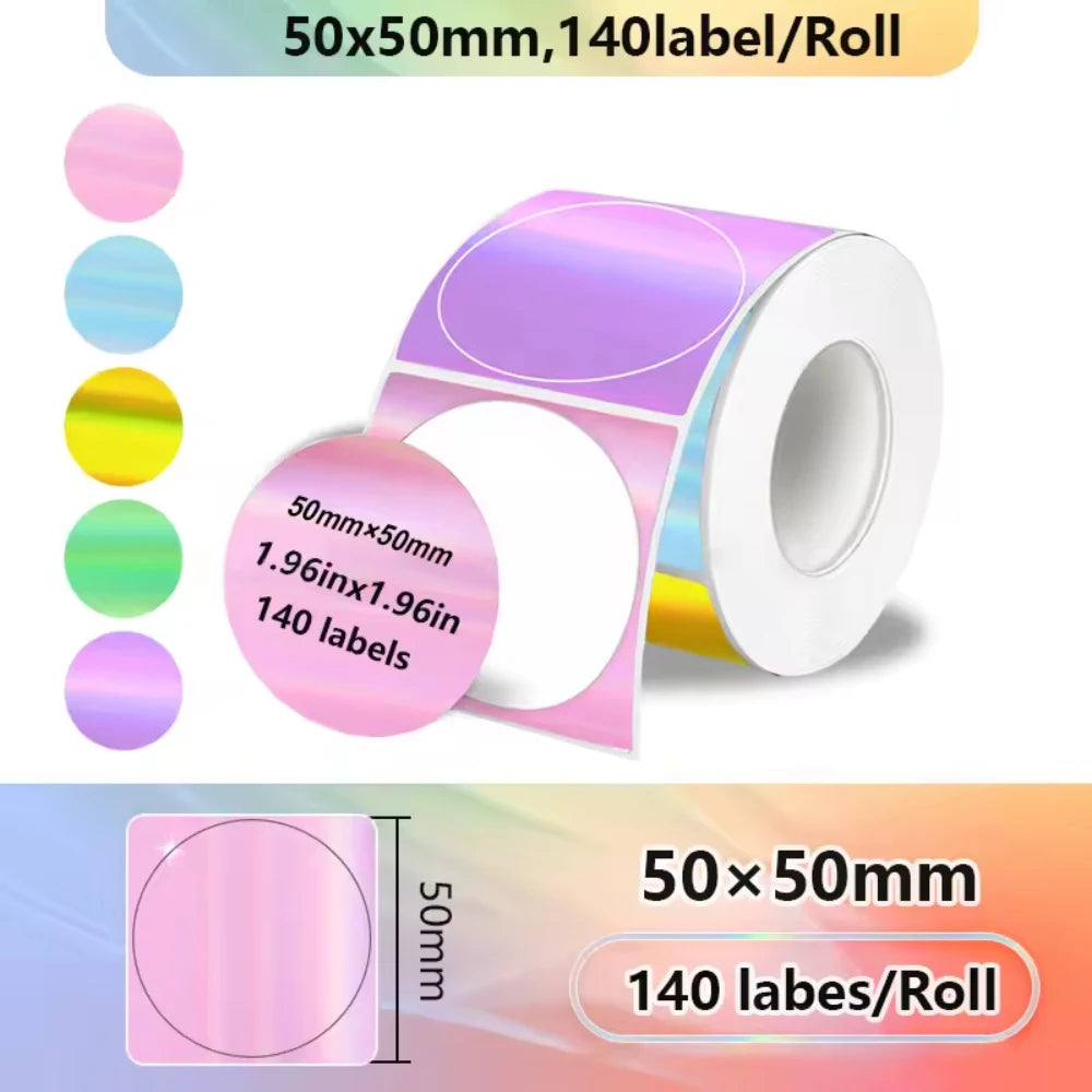 140Pcs 50x50mm Self-Adhesive Thermal Sticker Labels | Compatible with Phomemo M110 additional angle
