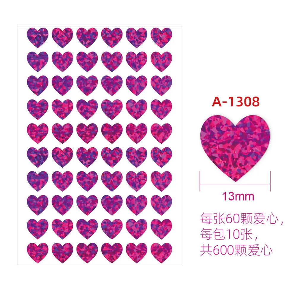 10sheet Glitter Heart Style Sticker for DIY Decor Scrapbook Journal 3MM Mini Heart St lifestyle view