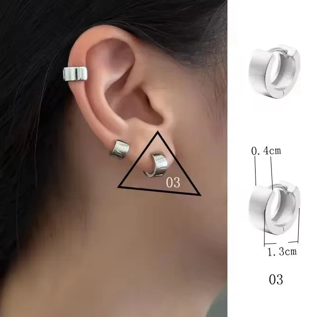 PANJBJ925 Sterling Silver Frosting Hoop Earrings For Women Texture Geometry Design Tr alternate view