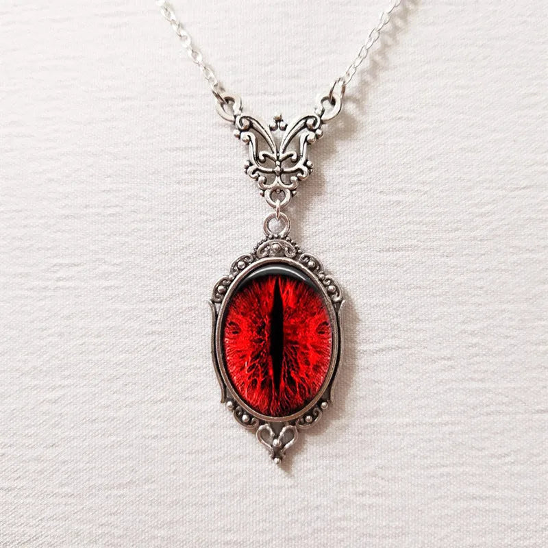 Gothic Blood Red Quartz Charm Necklace Butterfly Necklace For Women Vampire Embossed Witch Jewelry Accessories Vintage Chokers