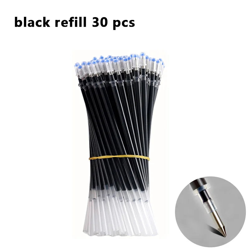 Pens Set Black Blue Red Refill Gel Pen Bullet Tip 0.5mm School close-up view