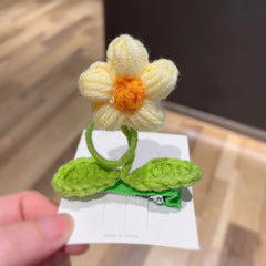 Handmade Knitting Wool Flower Alligator Hair Clips for Kids
