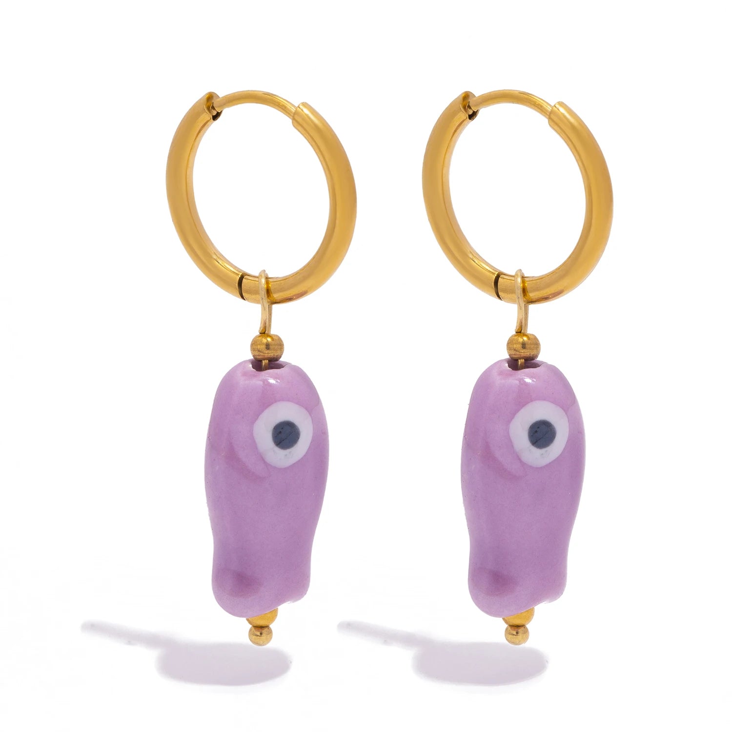 Stainless Steel Ceramic Fish Earrings | Colorful Dopamine Jewelry for Women alternate view