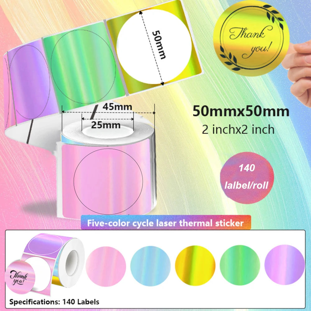 140Pcs 50x50mm Self-Adhesive Thermal Sticker Labels | Compatible with Phomemo M110 M2 alternate view