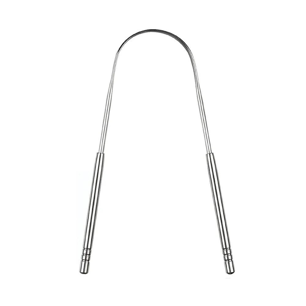 Stainless Steel Tongue Scraper Cleaner for Adults & Kids close-up view