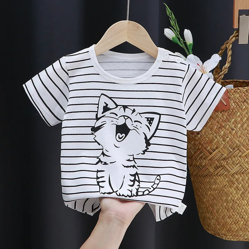Kids Cartoon Cotton T-Shirt – Soft Summer Tee for Babies and Toddlers, Unisex Casual Top detail view