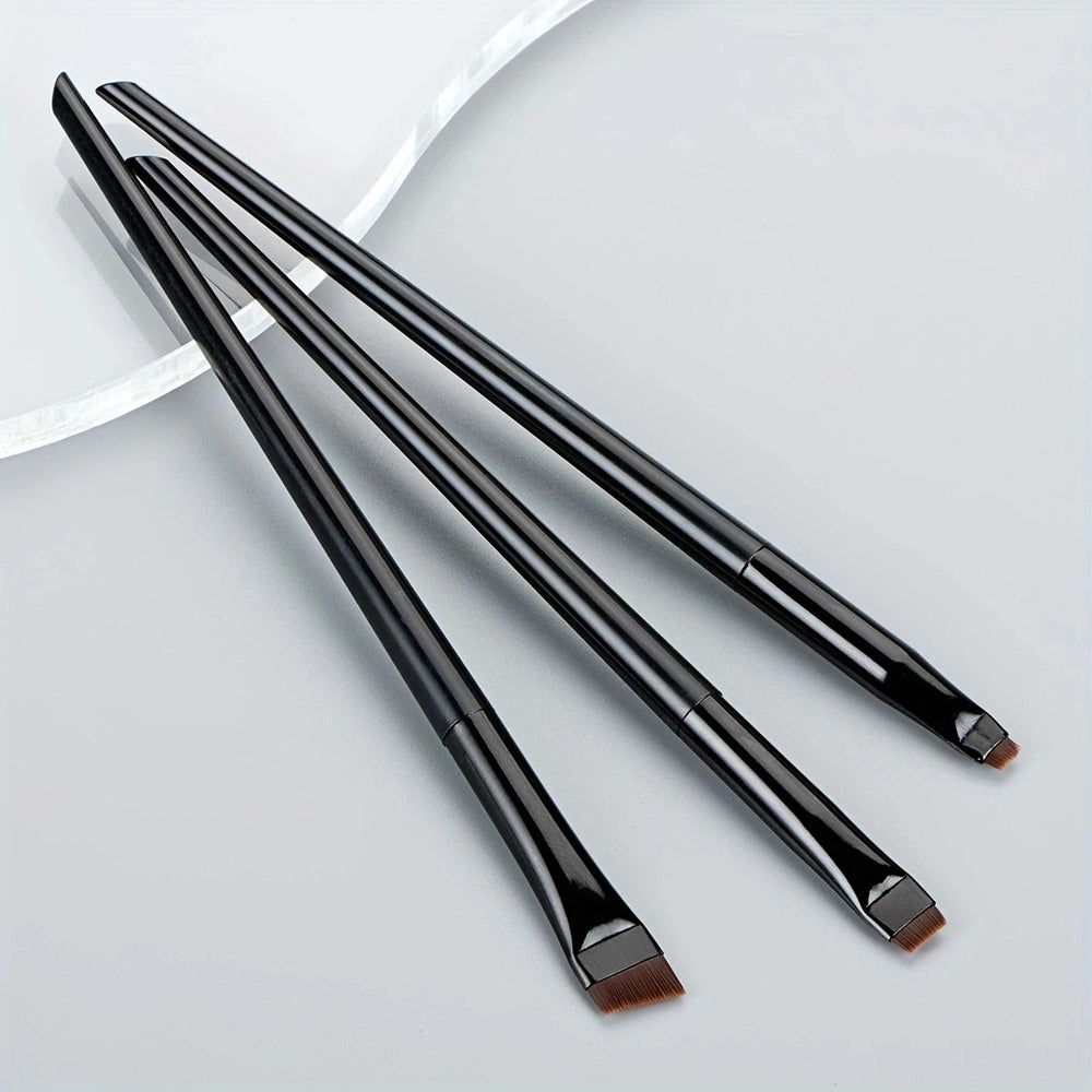 Ultra-Thin Eyebrow Brush Set | 3-Piece Angled Precision Makeup Brushes close-up view