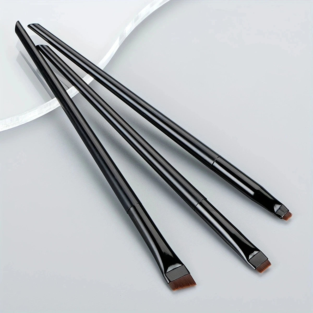 Ultra-Thin Eyebrow Brush Set | 3-Piece Angled Precision Makeup Brushes close-up view