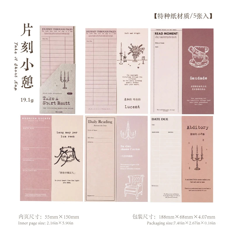 Journal GO 5pcs Ins Style Vintage Bookmark Creative Notes Book Mark for Students Scho lifestyle view