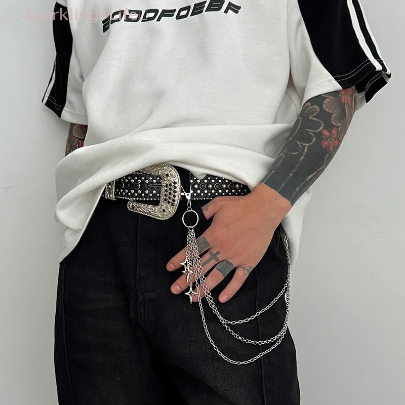 Retro Punk Cross Pendant Waist Chain | Unisex Hip Hop Jeans Keychain Accessory lifestyle view