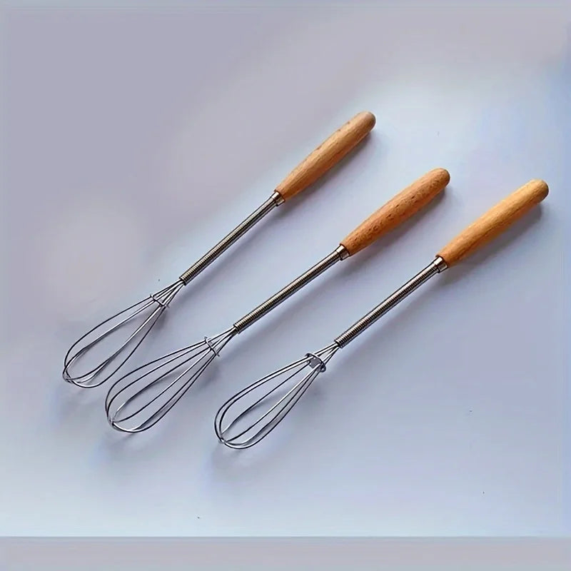 Stainless Steel Mini Egg Beater Wooden Handle Whisk Egg Mixer Baking Baking Set Home alternate view